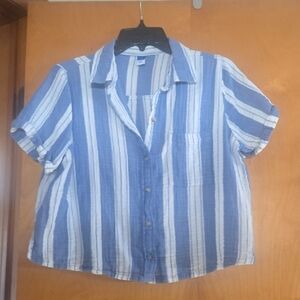 Old Navy Blue and White Striped Shirt and Shorts